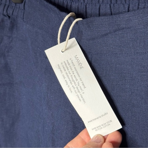 NWT MAMÈNE ESSENTIAL LINEN WIDE LEG PANT NAVY BLUE - Picture 10 of 14